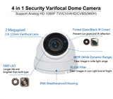 2MP 4in1 TVI/AHD/CVI/CVBS 2.8-12mm Lens Surveillance Dome Camera DWDR OSD menu Indoor Outdoor for CCTV DVR Home Office Surveillance Security (White) - 101AVInc.