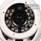 1000TVL CCTV Outdoor Dome Camera 3.6mm Wide View WDR Smart IR 65' Day Night (White) - 101AVInc.